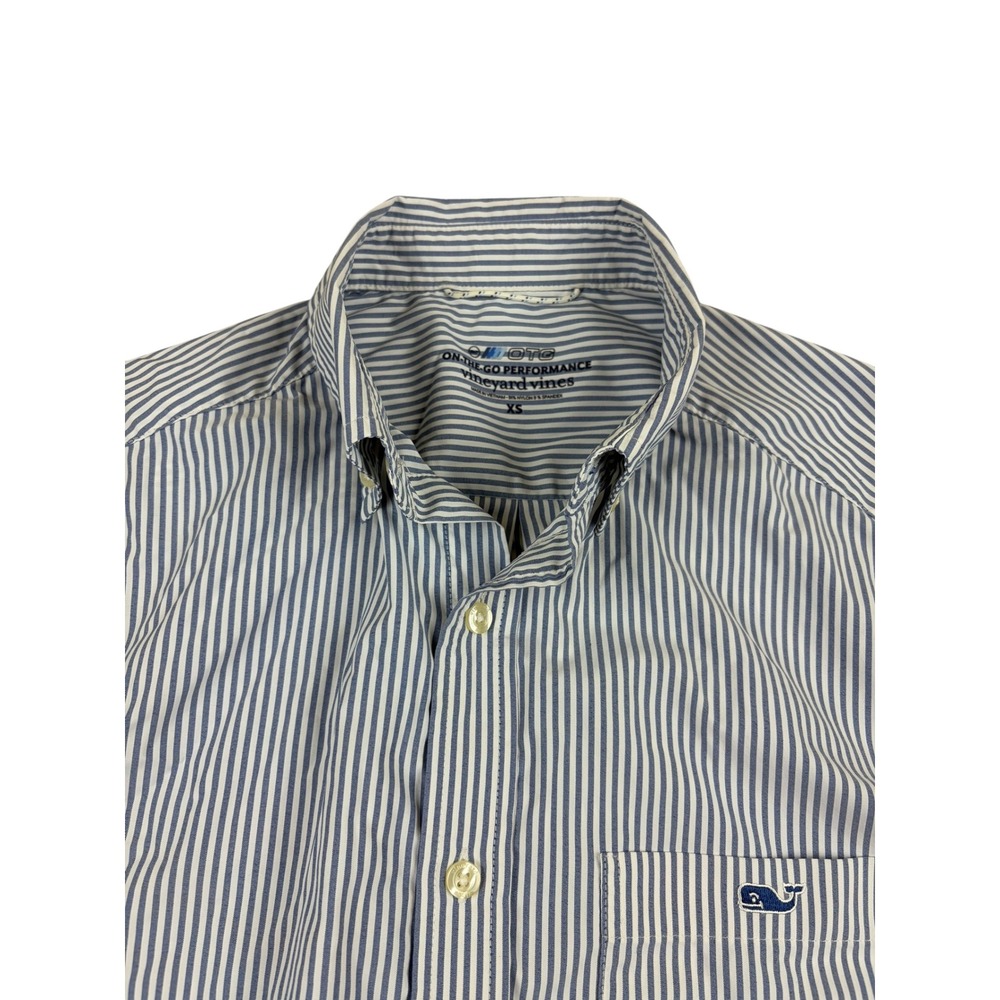 Vineyard Vines Mens XS On-The-Go Performance Striped Button Down Shirt Blue